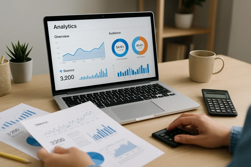 Analyzing website analytics charts for performance success
