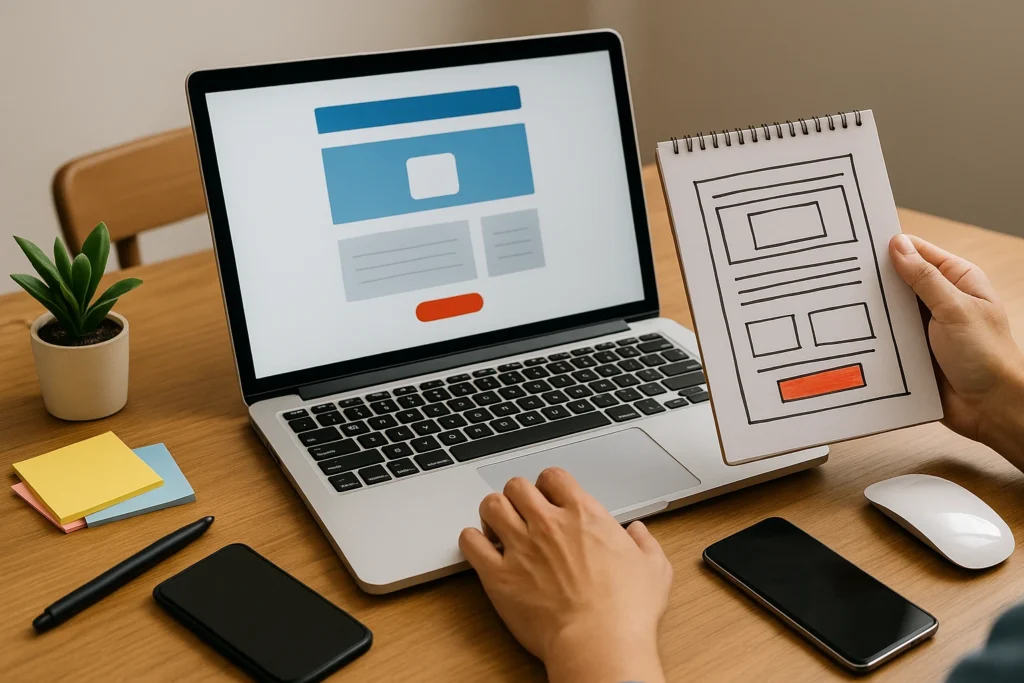 Designer testing user-friendly website layout